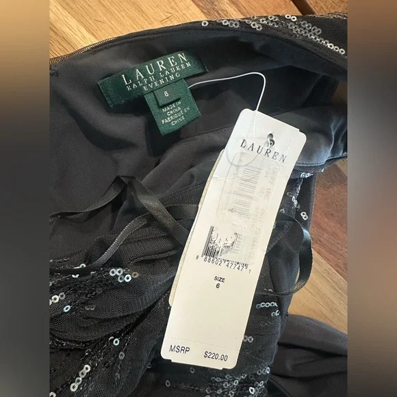 Ralph Lauren | Gray Ruched Sequin Dress| Size 6 | NWT - Picture 9 of 11